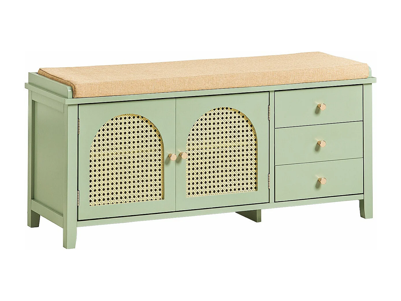 Banco Zapatero con 2 Puertas y 3 cajones Armario Multifuncional para Entrada con cojín 100 x 34 x 46 cm Verde FSR129-GR SoBuy ES