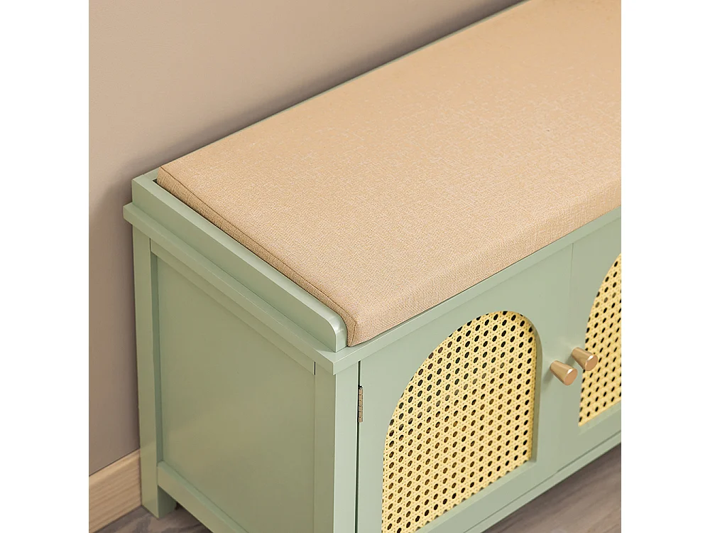 Banco Zapatero con 2 Puertas y 3 cajones Armario Multifuncional para Entrada con cojín 100 x 34 x 46 cm Verde FSR129-GR SoBuy ES