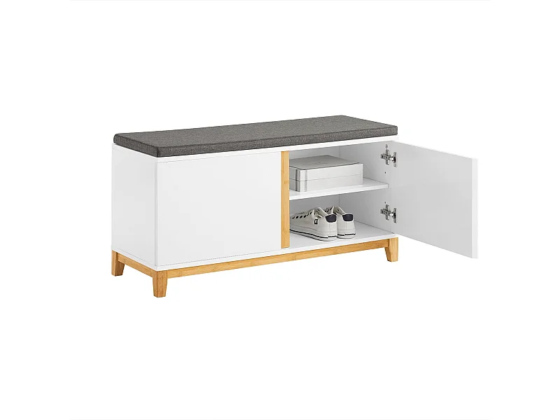 Banc À Chaussures Banc De Rangement Meuble À Chaussures D'entrée Avec Siège Rembourré, FSR117-W