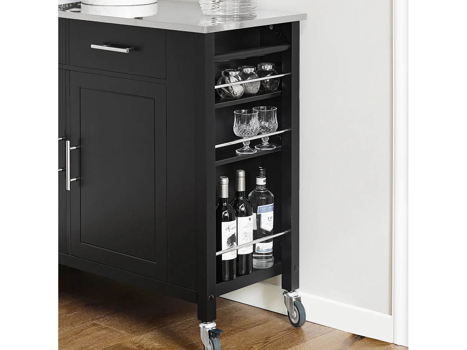 SoBuy armário de cozinha, carrinho de cozinha, carrinho de cozinha com rodas FKW108-SCH