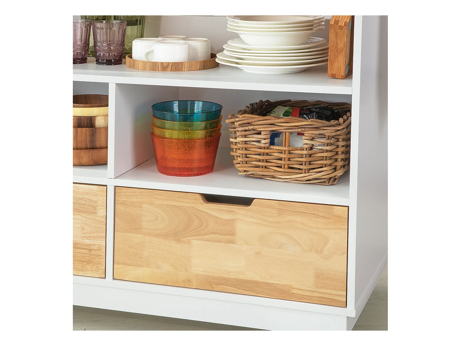 SoBuy Carrello Cucina Credenza Cucina Mobile Cucina Bianco Con Route Isola Cucina FKW107-WN