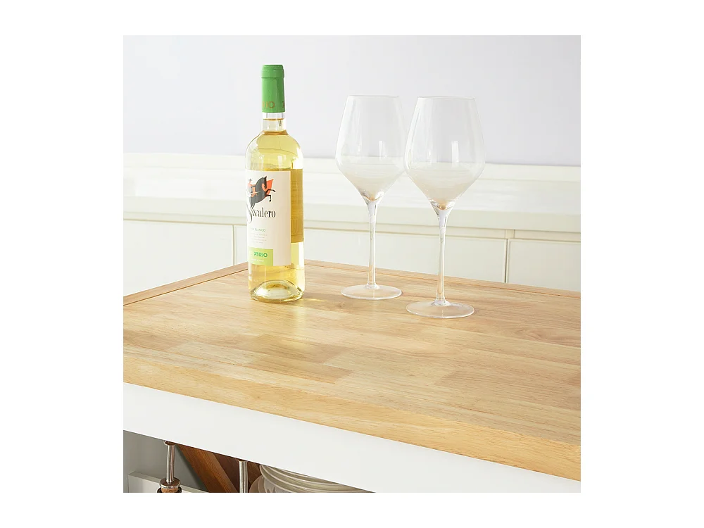 SoBuy Carrello Cucina Credenza Cucina Mobile Cucina Bianco Con Route Isola Cucina FKW107-WN