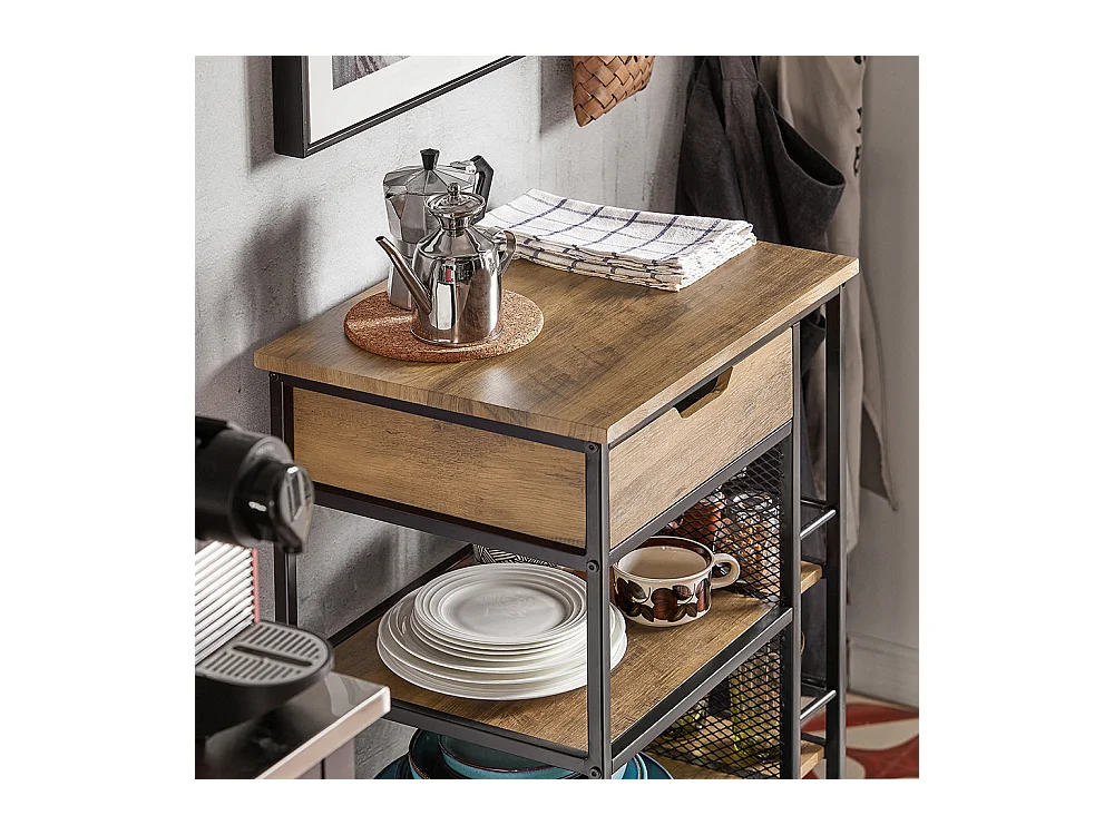 Desserte De Cuisine Roulante Chariot De Service Meuble De Rangement Multifonctionnel, Fkw99-n