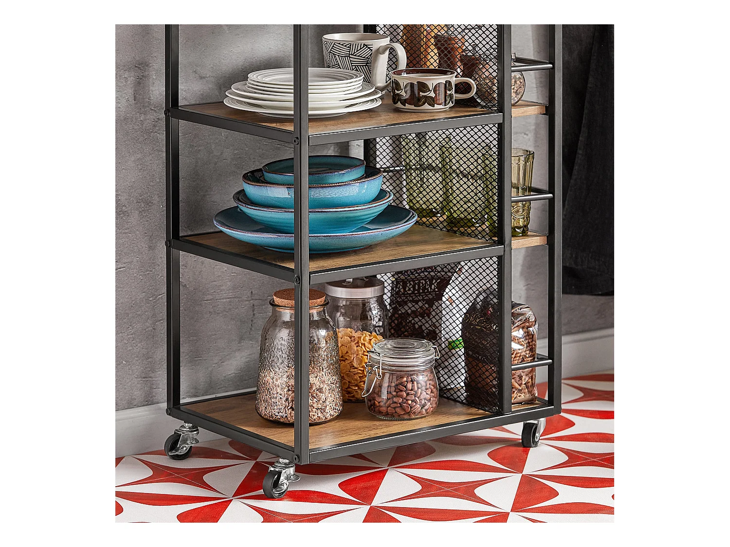 Desserte De Cuisine Roulante Chariot De Service Meuble De Rangement Multifonctionnel, Fkw99-n