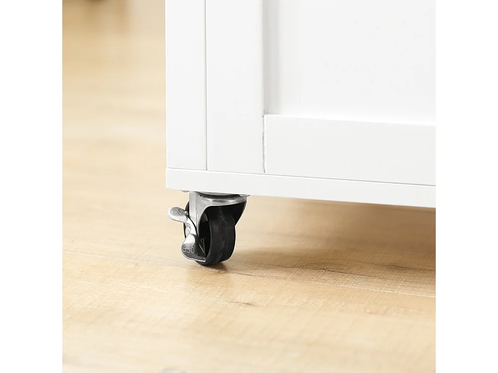SoBuy FKW102-WN Keukenwagen met werkblad, wagen met deur en lade, naturel wit