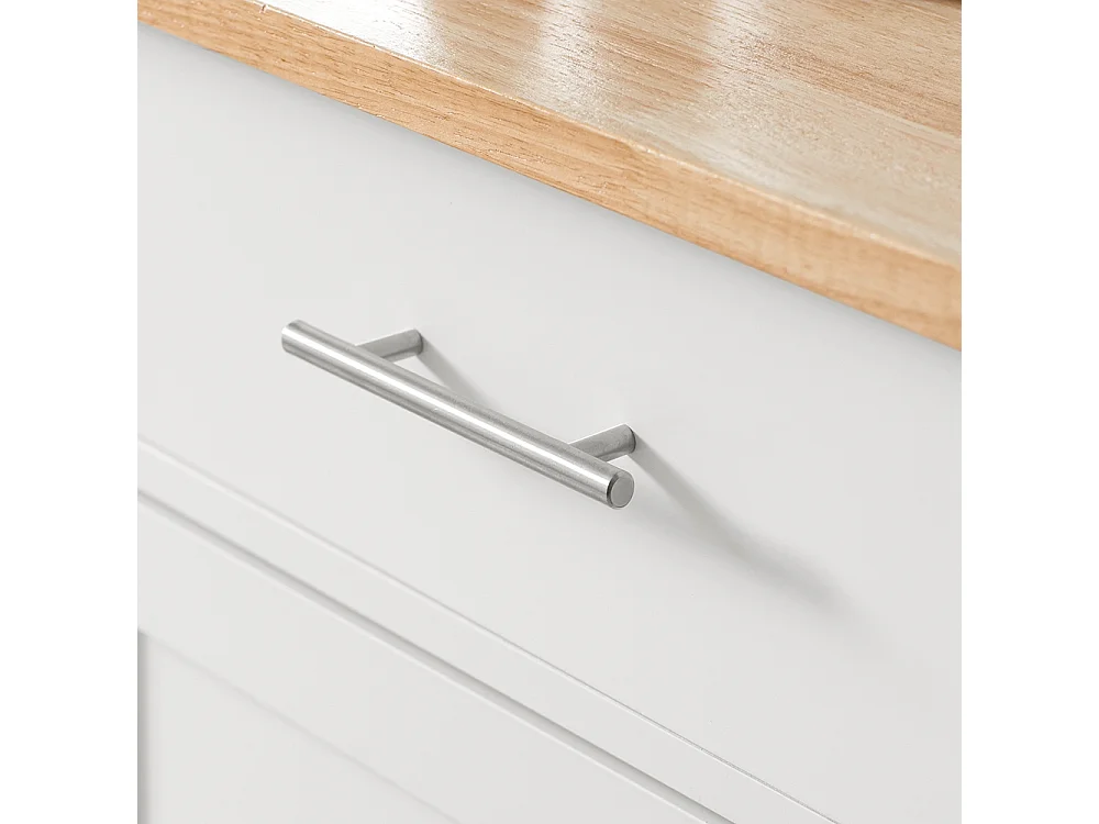 SoBuy FKW102-WN Keukenwagen met werkblad, wagen met deur en lade, naturel wit