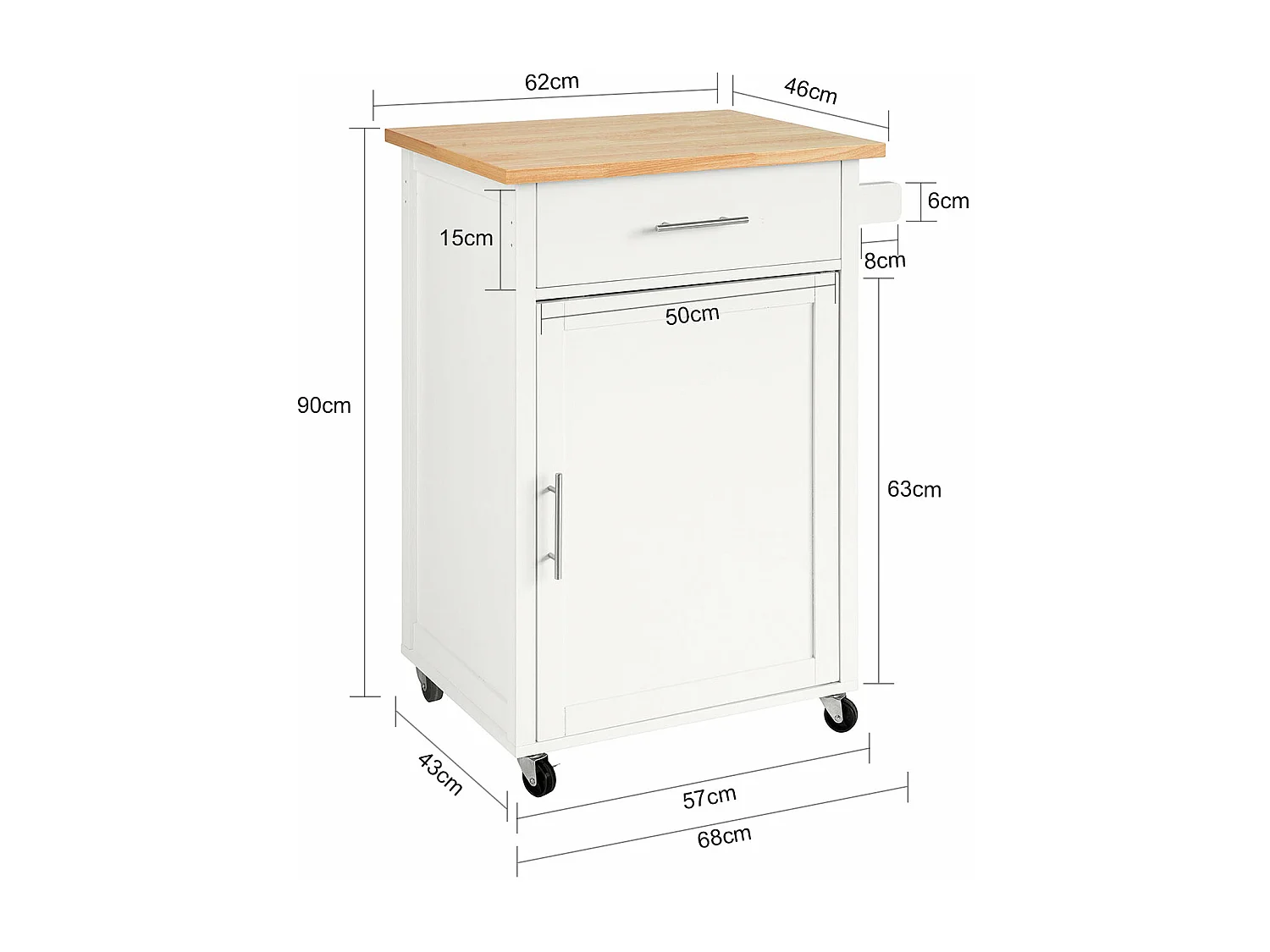 SoBuy armário de cozinha, carrinho de cozinha, carrinho de cozinha com rodas FKW102-WN