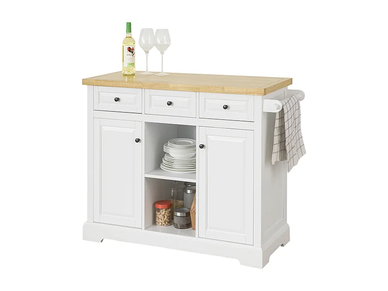 SoBuy Carrello Cucina Credenza Cucina Mobile Cucina Bianco con Route FKW101-WN