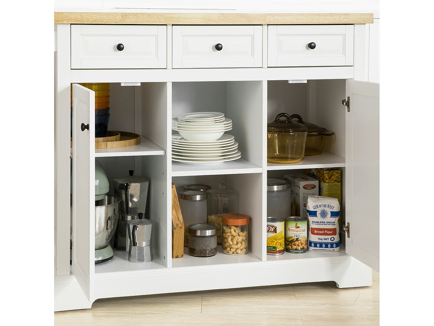 SoBuy armário de cozinha, carrinho de cozinha, carrinho de cozinha com rodas FKW101-WN