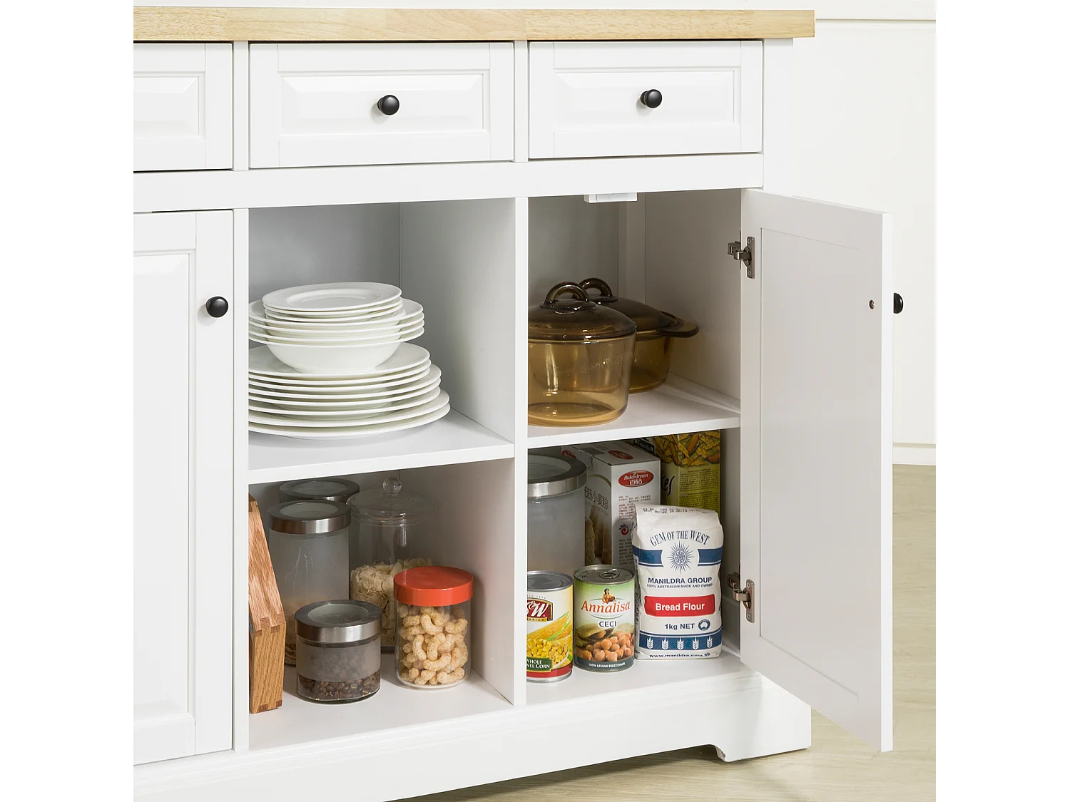 SoBuy armário de cozinha, carrinho de cozinha, carrinho de cozinha com rodas FKW101-WN