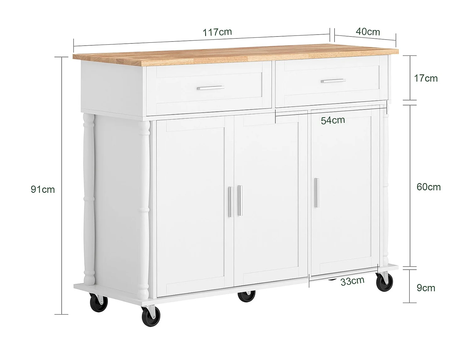 Desserte Sur Roulettes Chariot De Cuisine Chariot De Service Buffet Placard Îlot Cuisine, Fkw116-wn