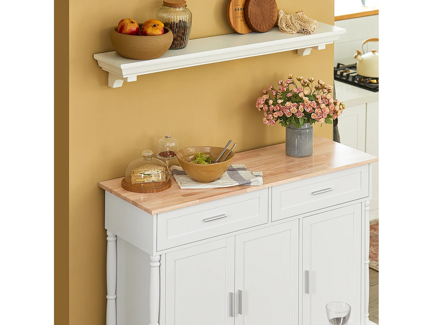 Desserte Sur Roulettes Chariot De Cuisine Chariot De Service Buffet Placard Îlot Cuisine, Fkw116-wn