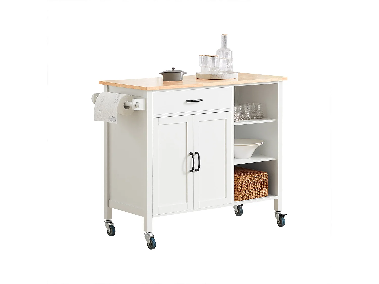SoBuy armário de cozinha, carrinho de cozinha, carrinho de cozinha com rodas FKW103-WN