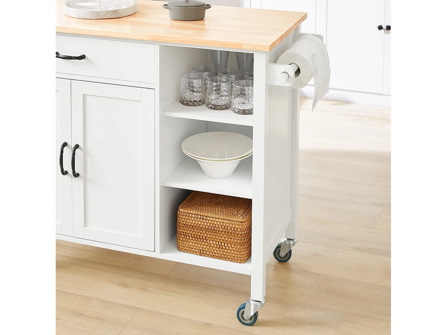 SoBuy armário de cozinha, carrinho de cozinha, carrinho de cozinha com rodas FKW103-WN