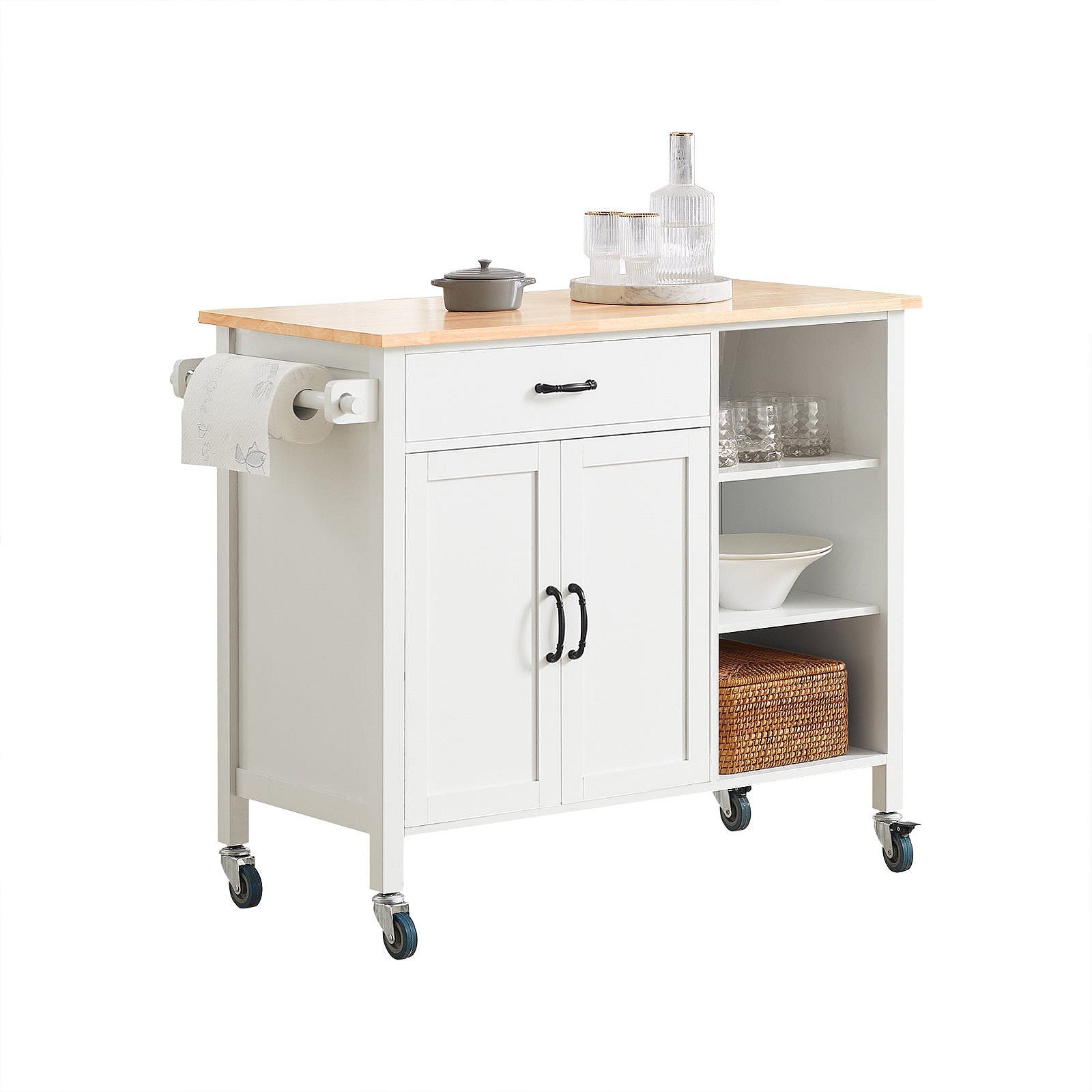 Buffet De Cuisine Hzuaneri 1 Tiroir 2 Portes - Style Cottage Marron Et Blanc, 40x140x80 Cm, étagères Réglables