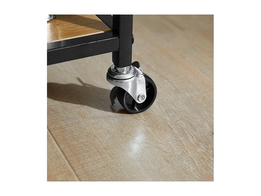 SoBuy FKW111-PF keukentrolley met 3 laden en 3 legplanken serveerwagen bijzetwagen rolwagen theewagen