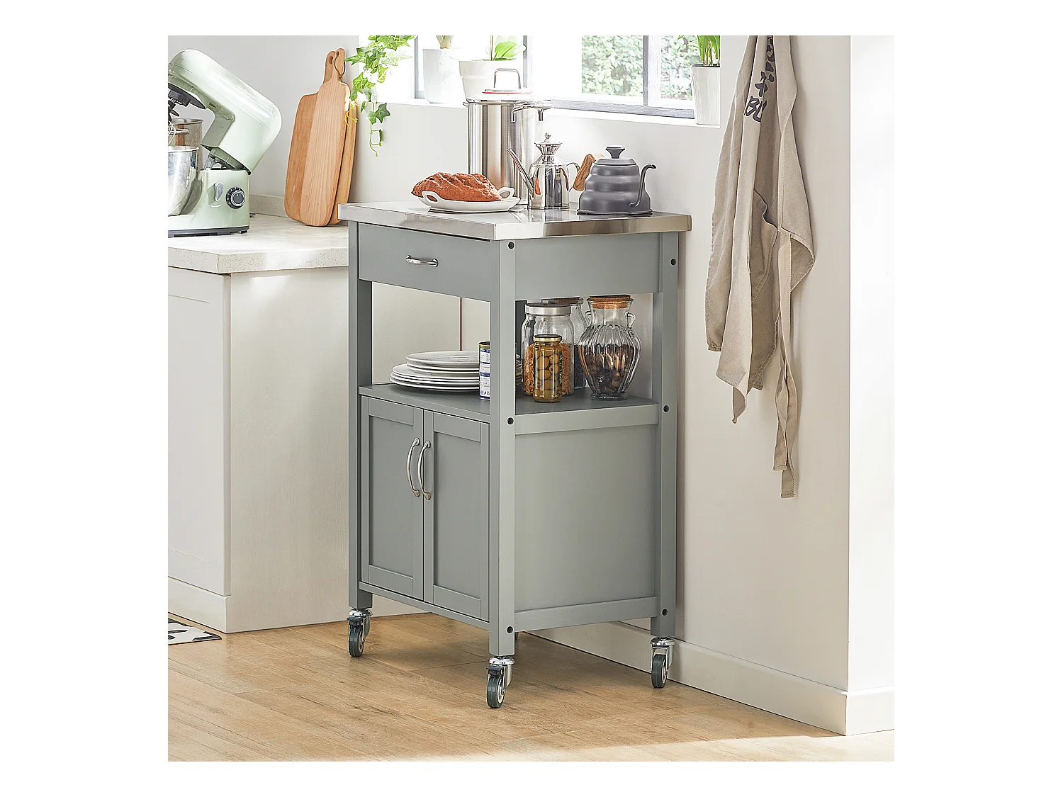 SoBuy armário de cozinha, carrinho de cozinha, carrinho de cozinha com rodas FKW22-HG