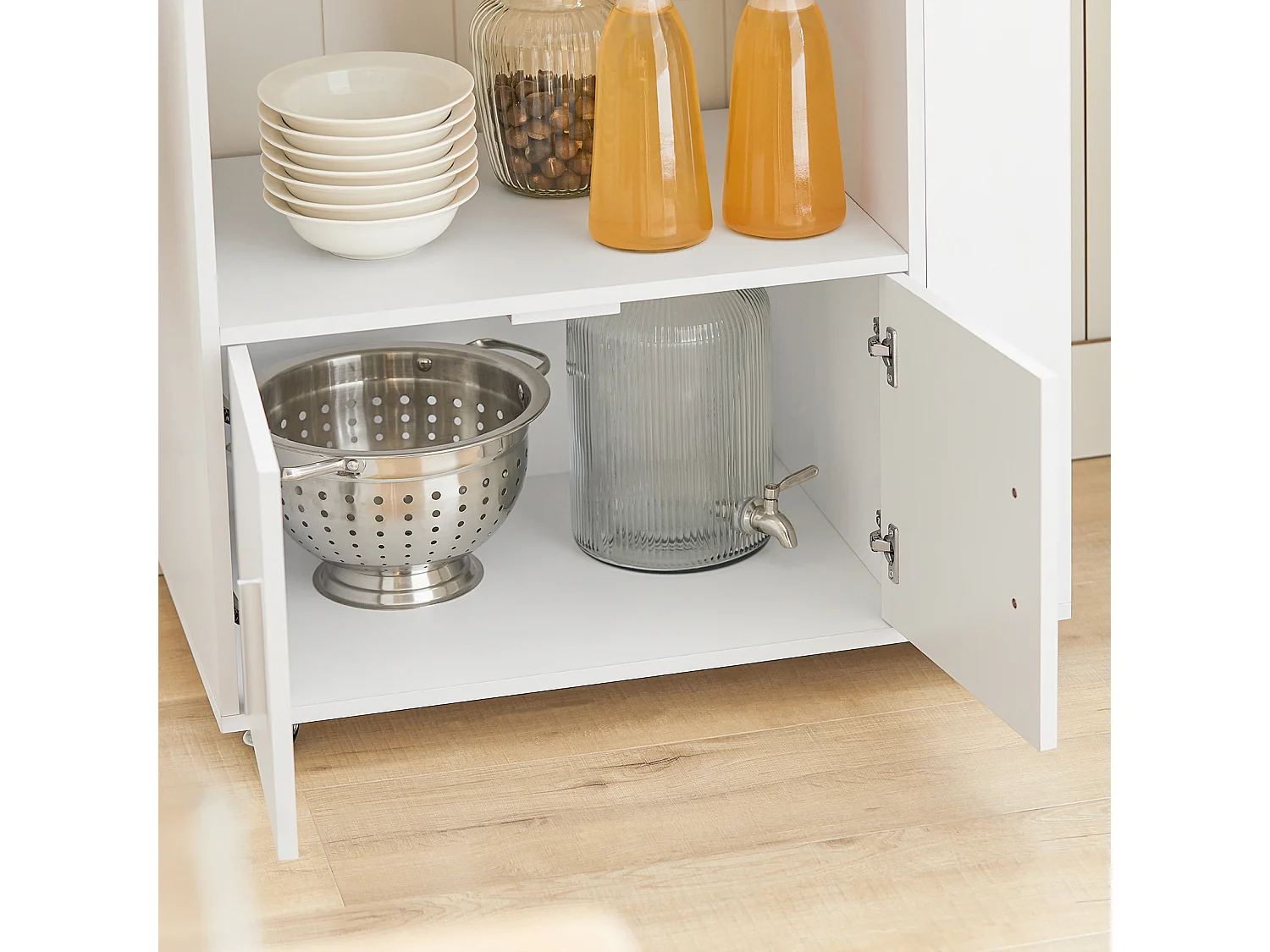 Carrello da cucina legno Mobiletto cucina salvaspazio con cassetto e armadietto 82x46x88 cm Bianco FKW113-WN SoBuy