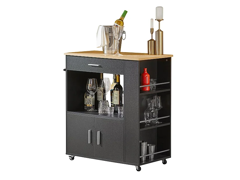 Küchenwagen FKW113-SCH 82 x 88 x 46 cm Schwarz