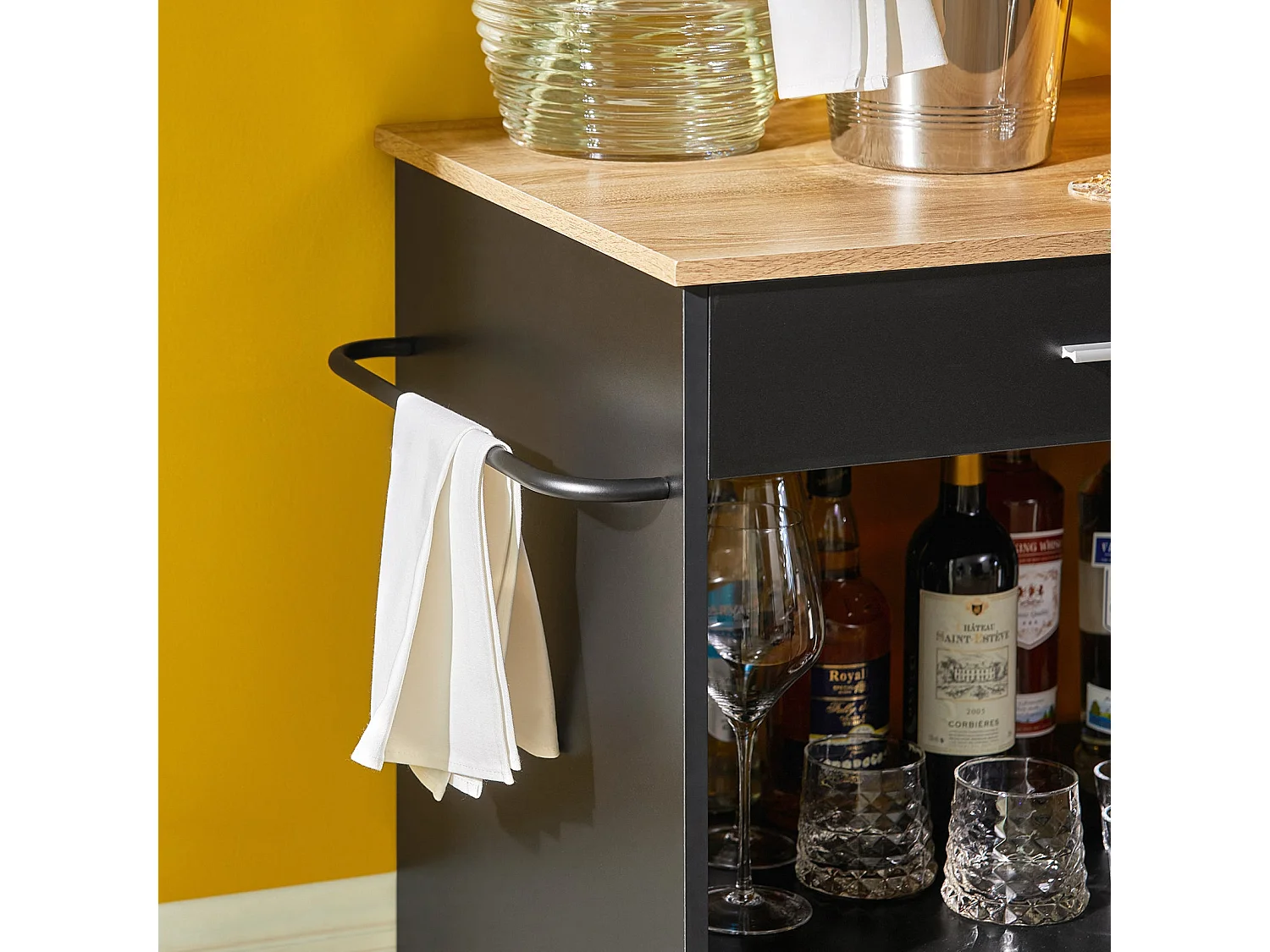 Küchenwagen FKW113-SCH 82 x 88 x 46 cm Schwarz