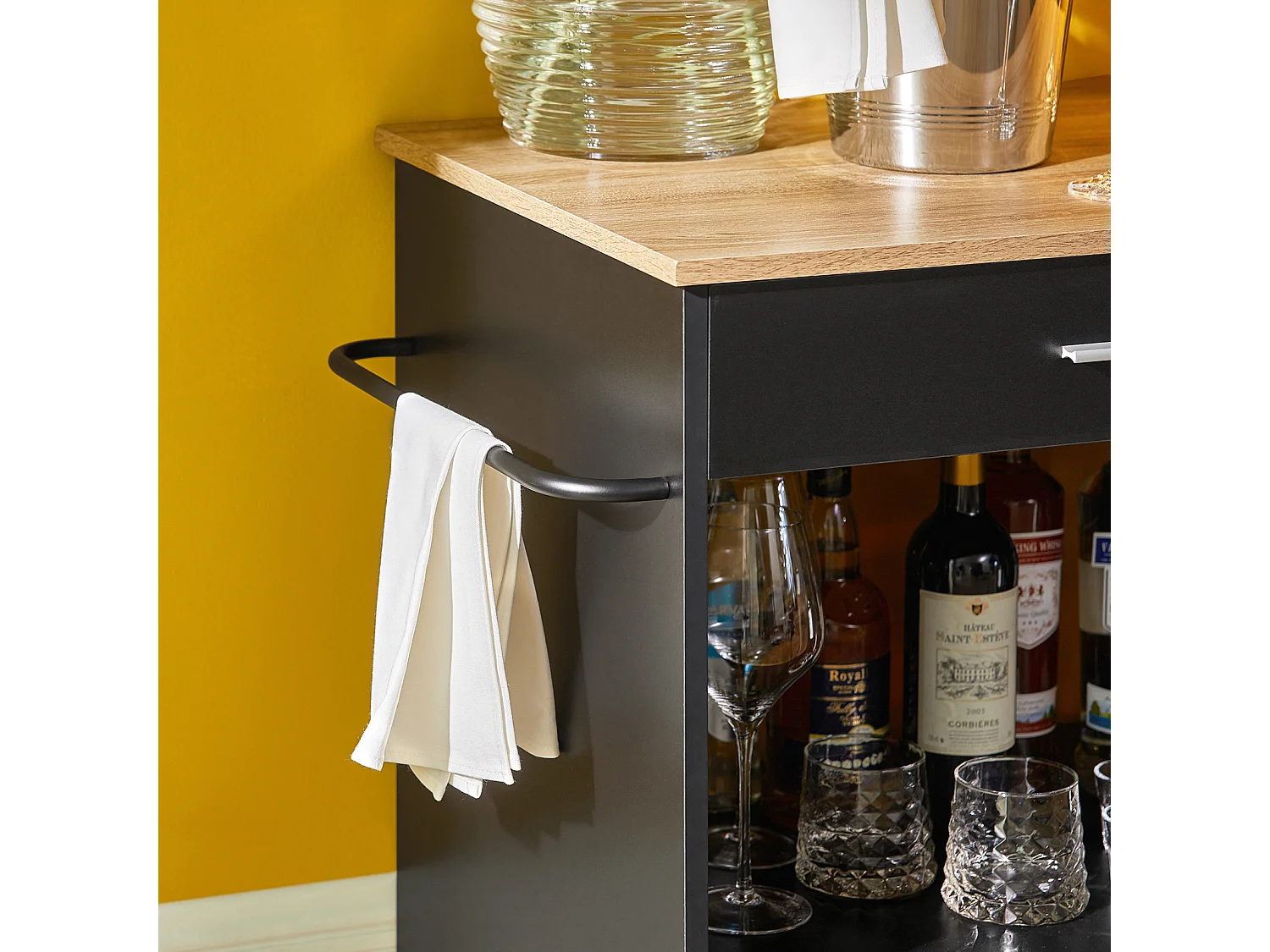 Küchenwagen FKW113-SCH 82 x 88 x 46 cm Schwarz