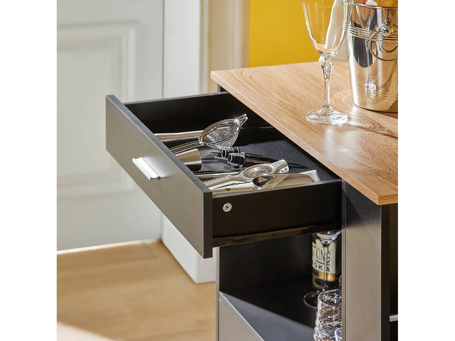 SoBuy armário de cozinha, carrinho de cozinha, carrinho de cozinha com rodas FKW113-SCH