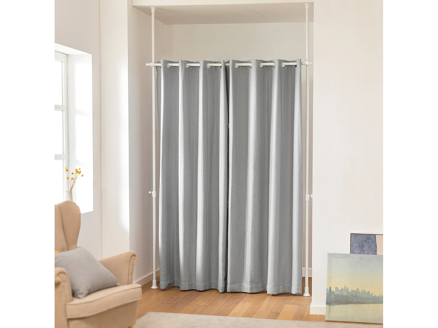 Paravent Séparateur De Pièces Rideau Télescopique Rideau Réglable Rideau Occultant, Kls12-hg