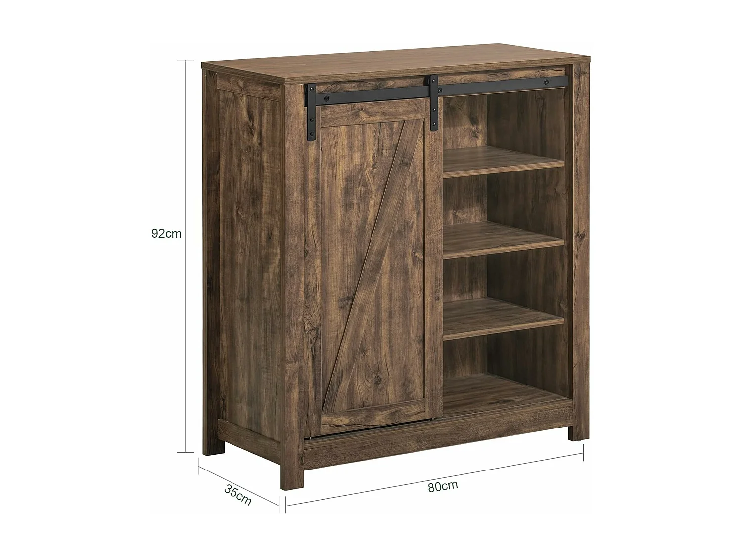 Meuble Bas Meuble Colonne Commode Avec Porte De Grange Coulissante Armoire À Chaussures, Fsb59-n