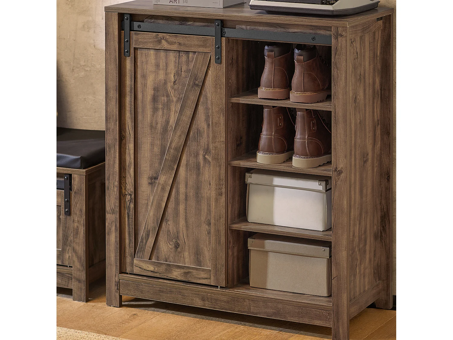 SoBuy FSB59-N Onderkast Kolomkast Opbergkast Ladekast met schuifdeur Schoenenkast Schoenenkast, 80x35x92cm