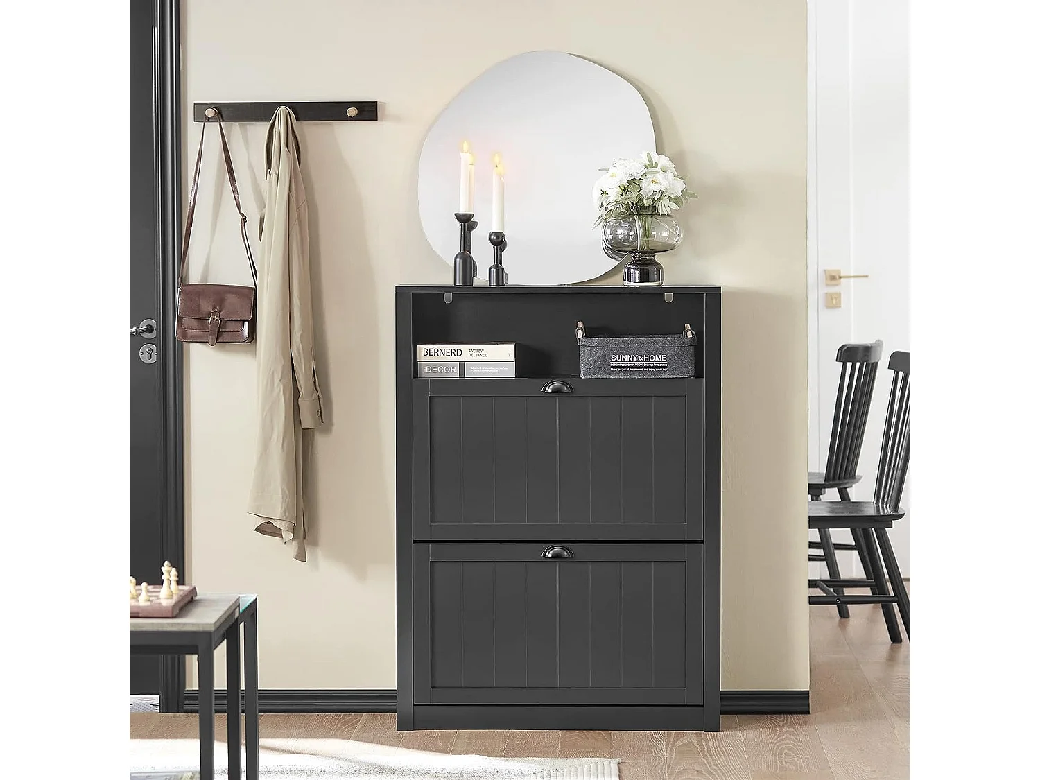 Schuhschrank FSR87-SCH 80 x 110 x 24 cm Schwarz