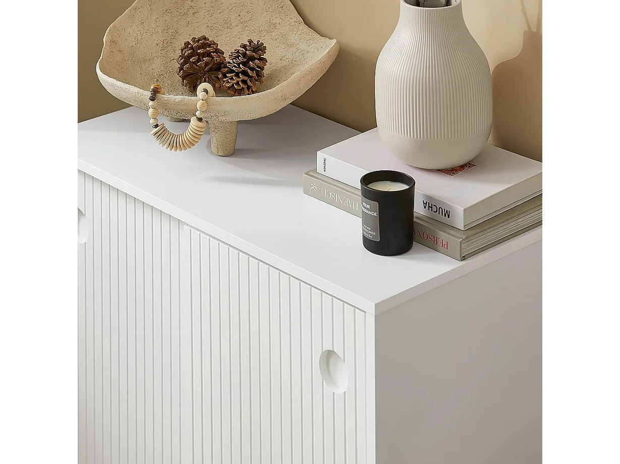 Meuble De Rangement, Armoire À Chaussures, Armoire Latérale Buffet Avec 2 Porte Coulissante, Fsb62-w