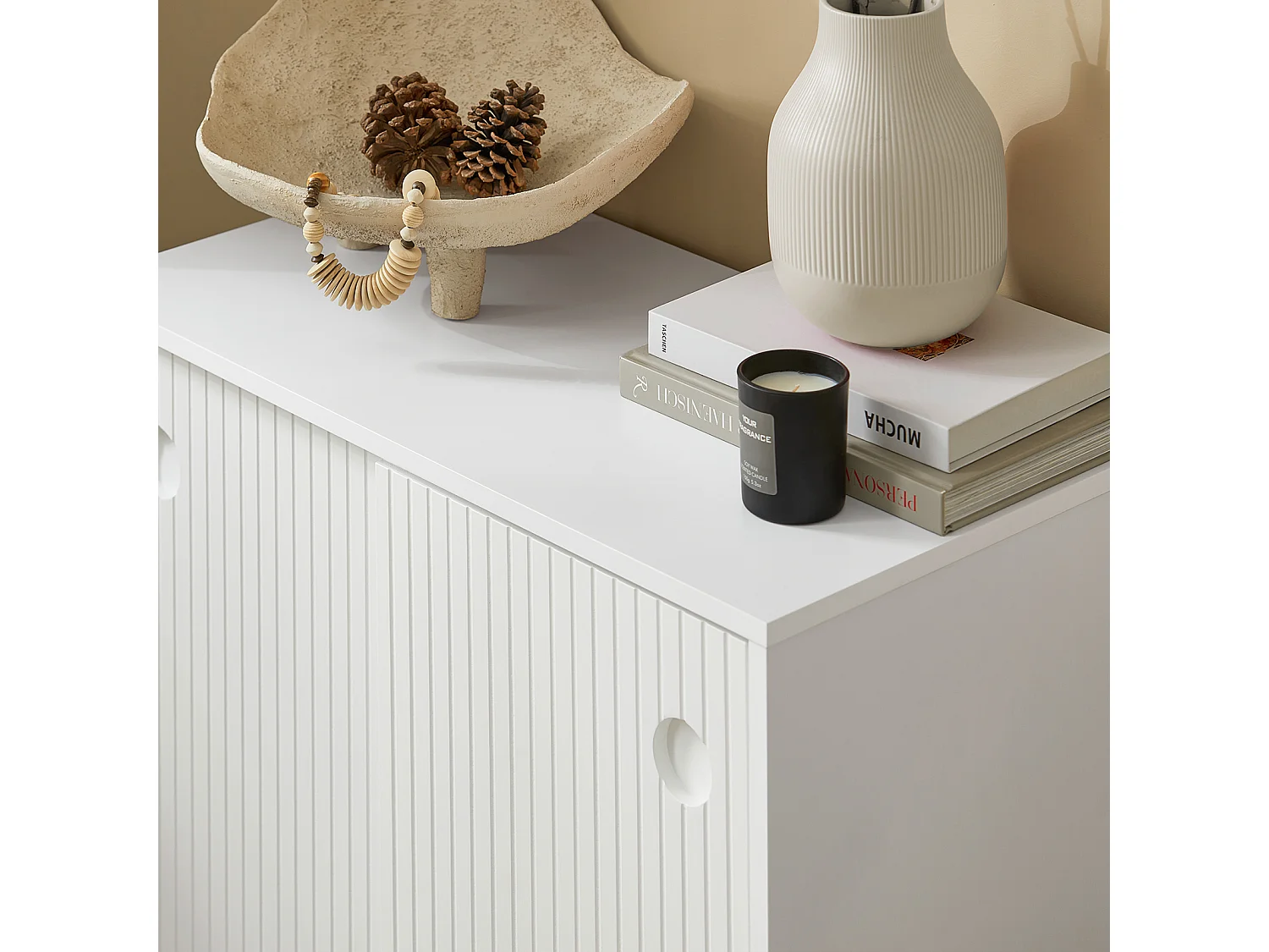 Meuble De Rangement, Armoire À Chaussures, Armoire Latérale Buffet Avec 2 Porte Coulissante, Fsb62-w