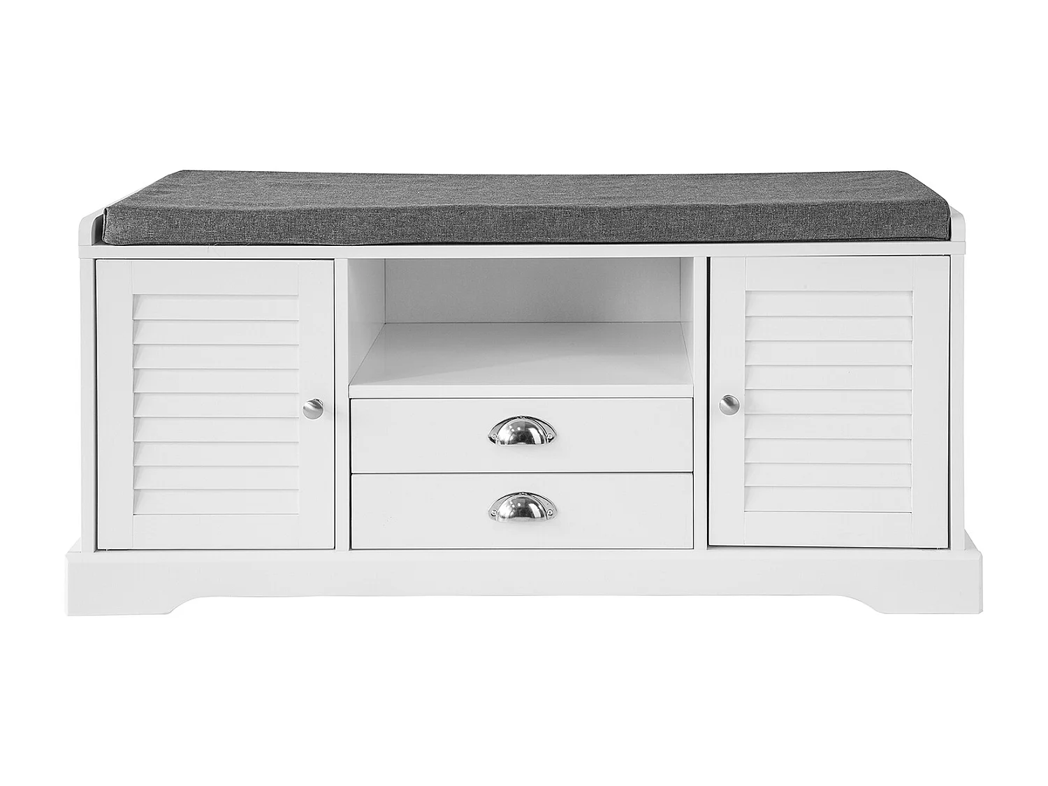 SoBuy FSR71-W Schoenenkast Schoenenrek Opbergruimte Witte Schoenenbank met zitkussen