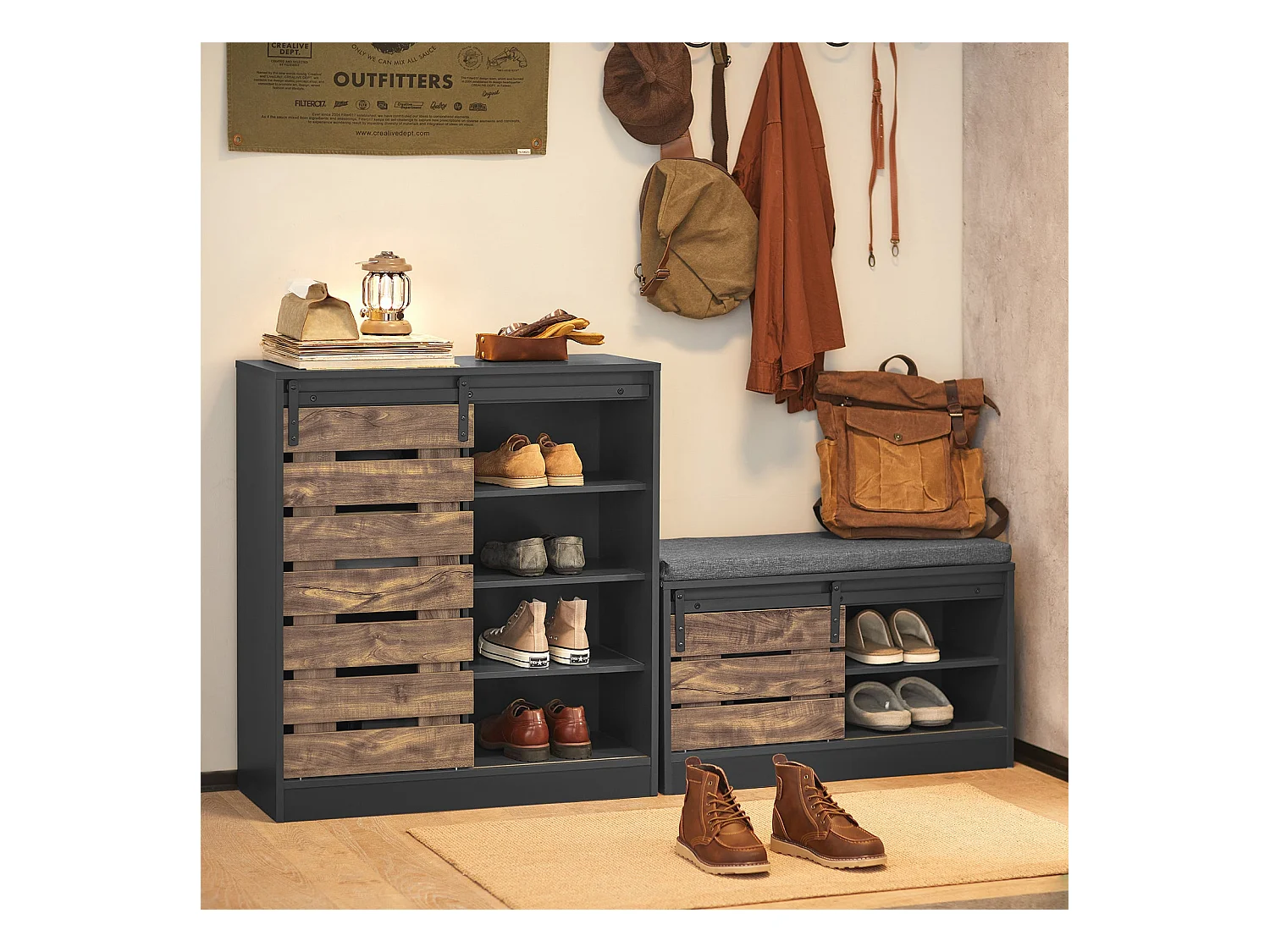 Ławka na buty z drzwiami przesuwnymi FSR120-HG