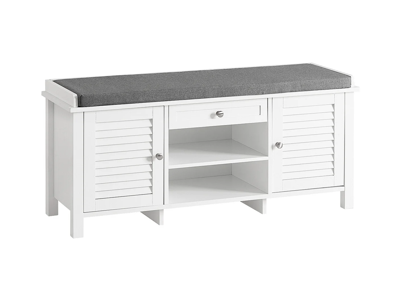 SoBuy FSR83-W Opbergbank met gestoffeerd kussen Lage kast Entree Schoenenkast Comfortabele bank
