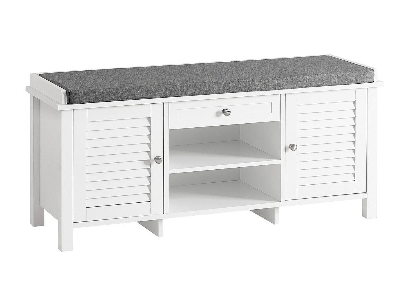 SoBuy FSR83-W Opbergbank met gestoffeerd kussen Lage kast Entree Schoenenkast Comfortabele bank