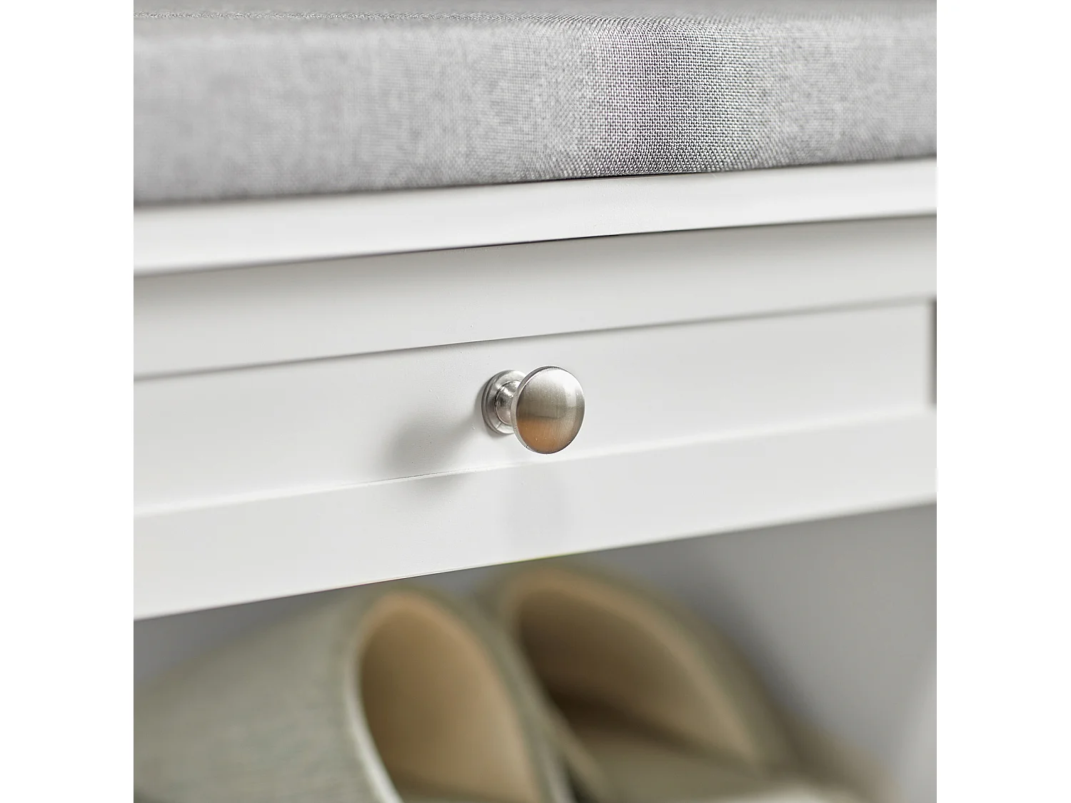 SoBuy FSR83-W Opbergbank met gestoffeerd kussen Lage kast Entree Schoenenkast Comfortabele bank