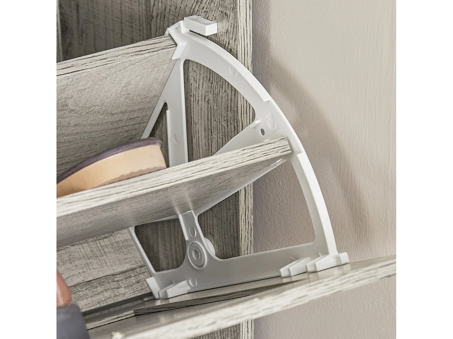 Armoire À Chaussures Avec 2 Abattants Pour Entrée Couloir, Effet Bois, Fsr137-hg