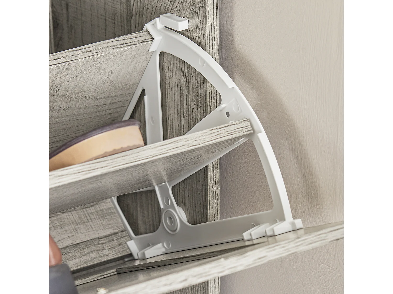 Armoire À Chaussures Avec 2 Abattants Pour Entrée Couloir, Effet Bois, Fsr137-hg