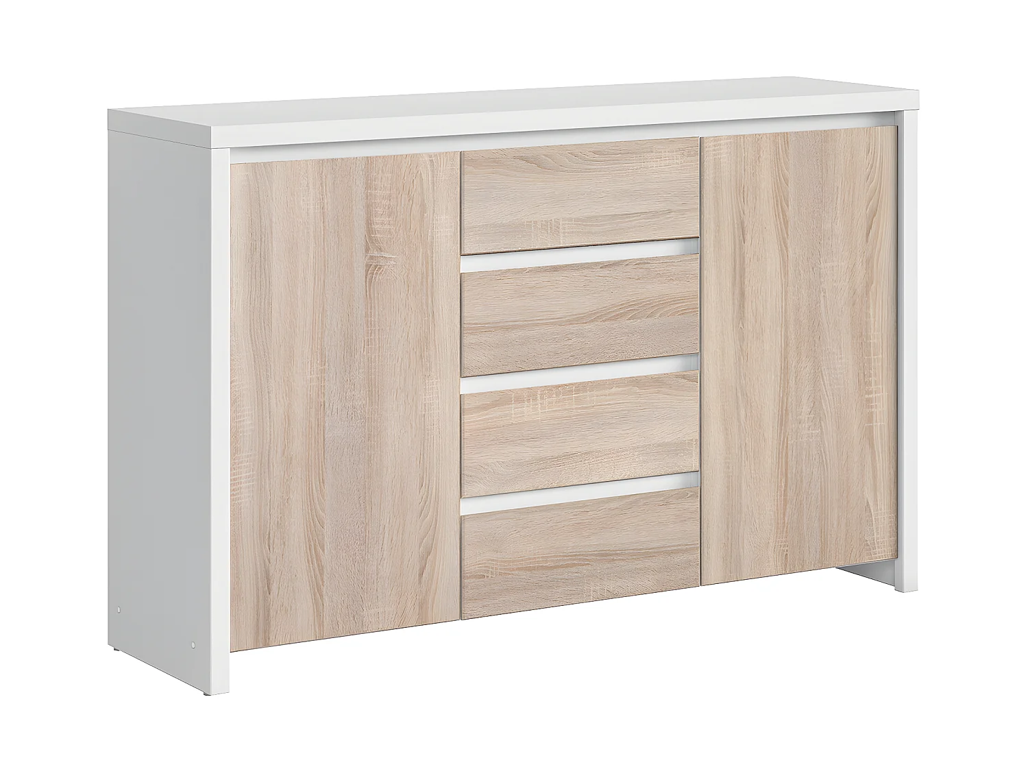 Soren Wit en Hout 2-deurs dressoir met 4 laden
