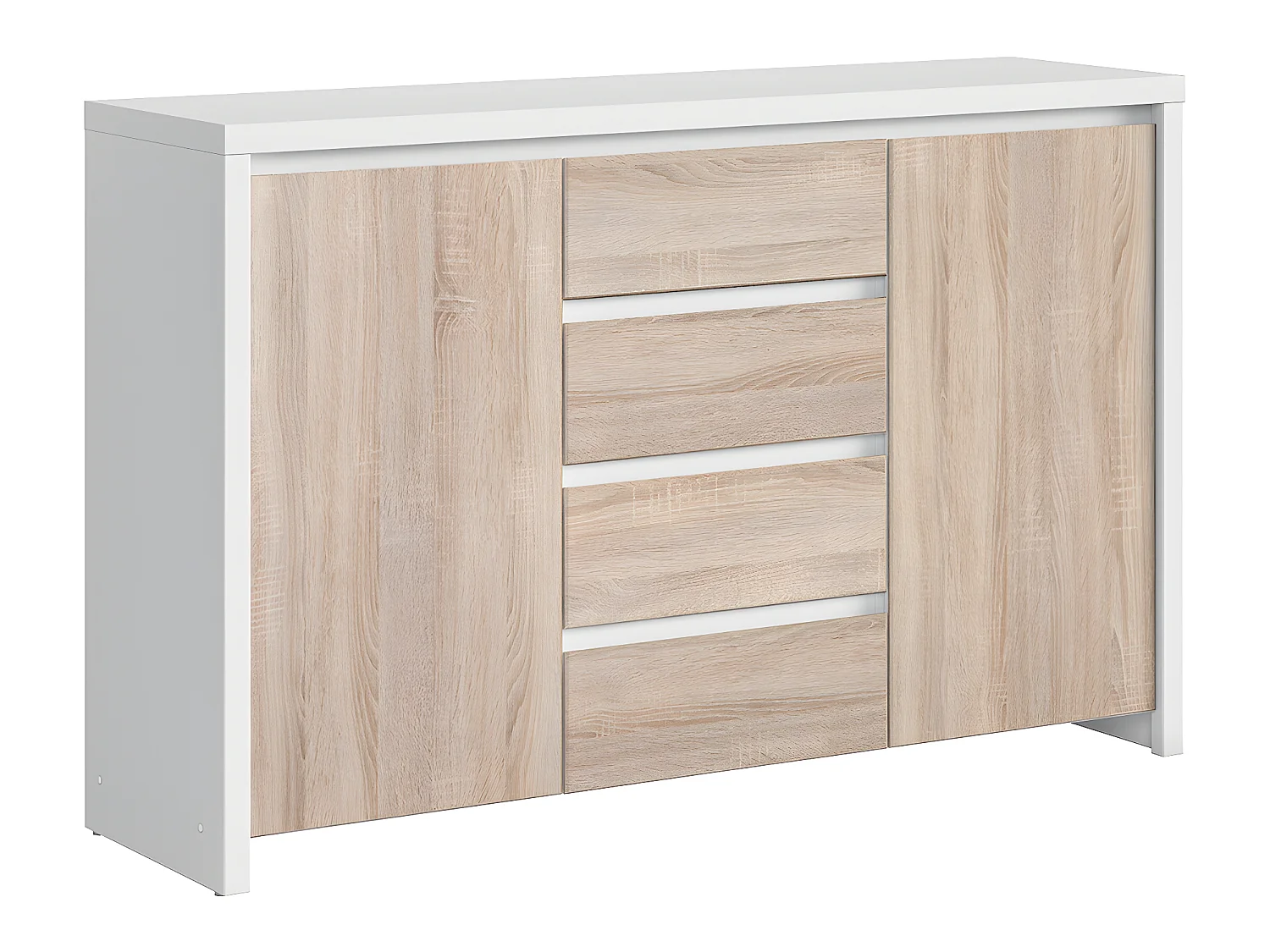 Soren Wit en Hout 2-deurs dressoir met 4 laden