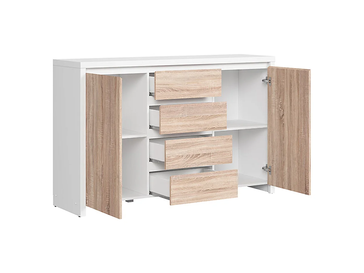 Soren White and Wood 2-door 4-drawer sideboard