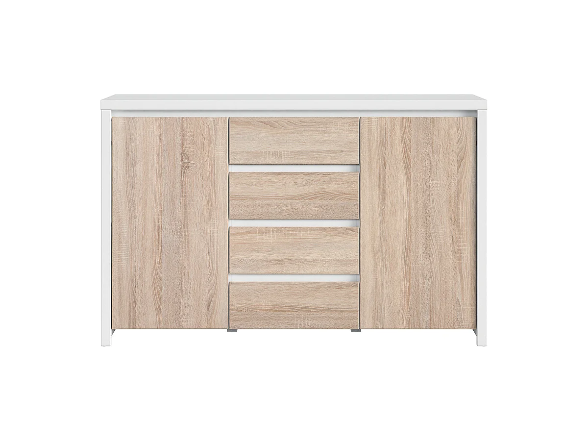 Soren White and Wood 2-door 4-drawer sideboard