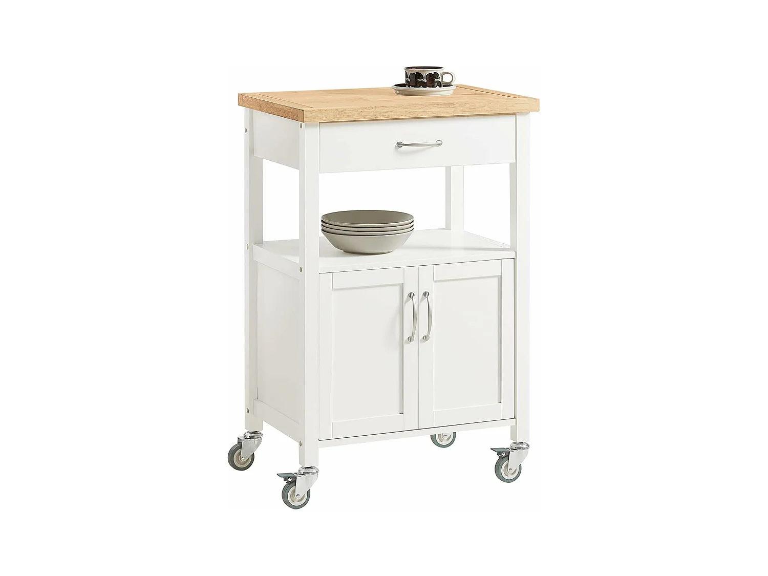 Meuble De Rangement À Roulettes, Caisson Roulant, Chariot L60xh90xp44cm, Fkw22-wn