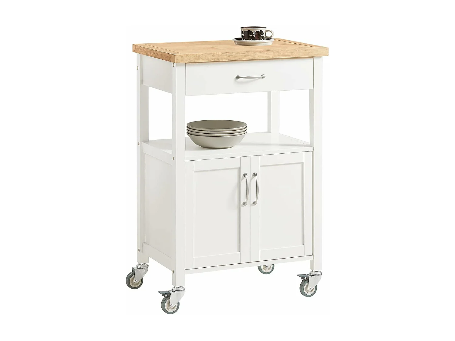 Meuble De Rangement À Roulettes, Caisson Roulant, Chariot L60xh90xp44cm, Fkw22-wn