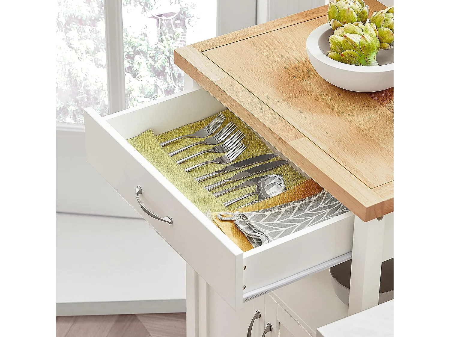 Meuble De Rangement À Roulettes, Caisson Roulant, Chariot L60xh90xp44cm, Fkw22-wn