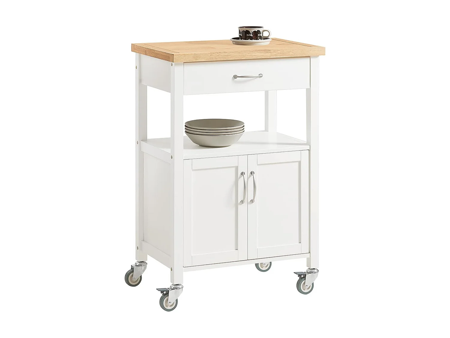 Meuble De Rangement À Roulettes, Caisson Roulant, Chariot L60xh90xp44cm, Fkw22-wn