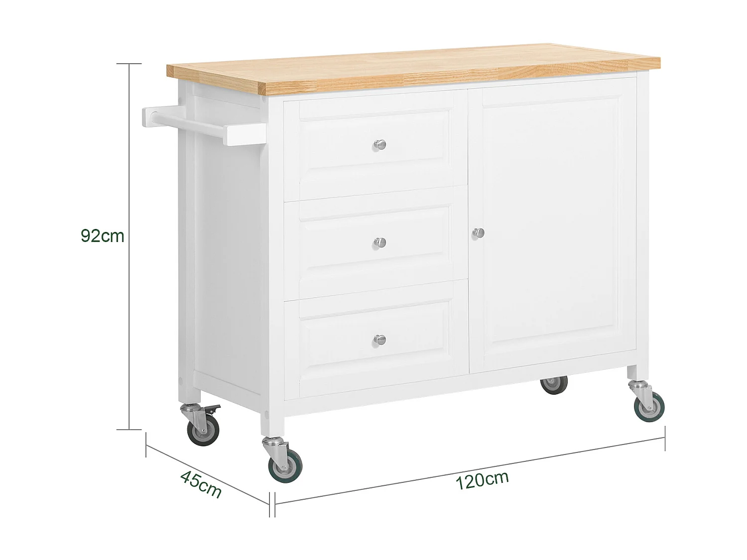 Kücheninsel FKW106-WN 120 x 92 x 45 cm Weiß