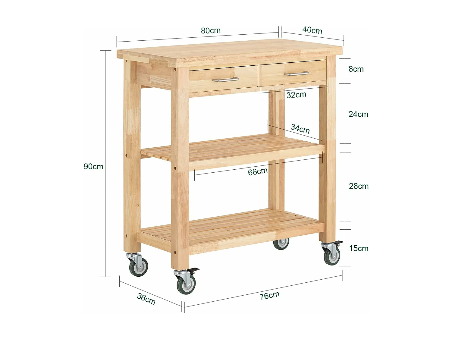 SoBuy armário de cozinha, carrinho de cozinha, carrinho de cozinha com rodas FKW24-N