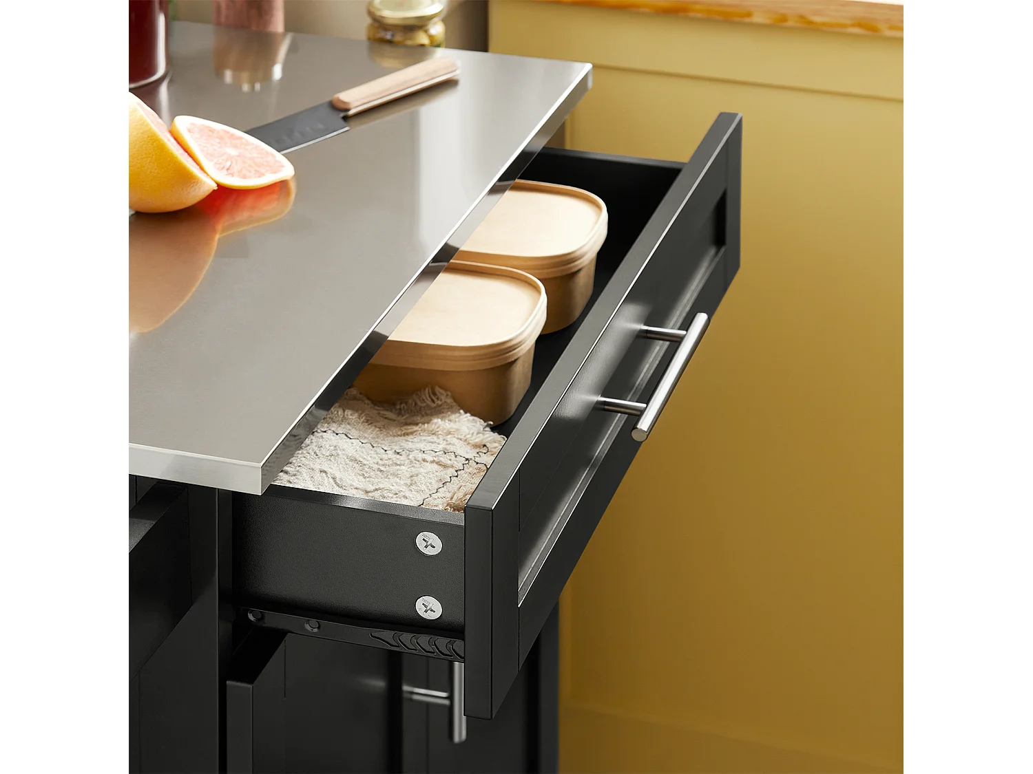 Küchenwagen FKW110-SCH 83 x 90 x 46 cm Schwarz